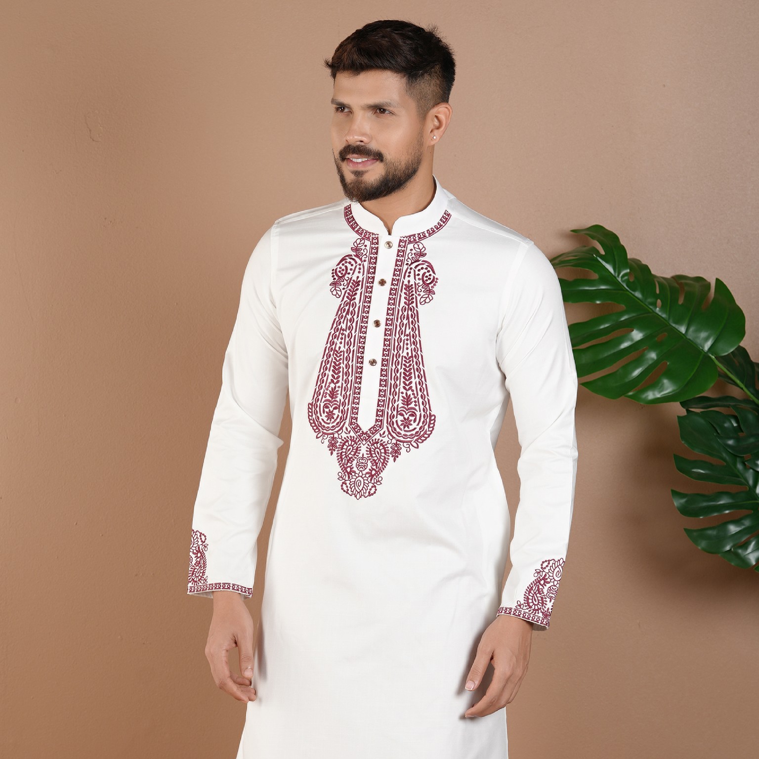 White Heritage Embroidery Panjabi
