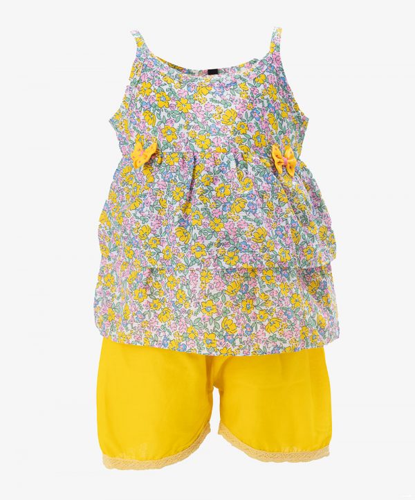 Yellow Cotton Bottom Tops Set