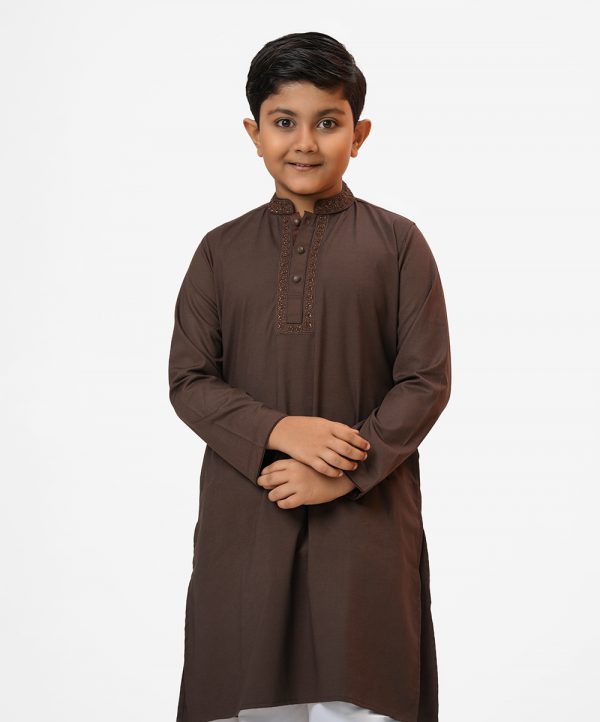 Brown Bamboo Jacquard Panjabi