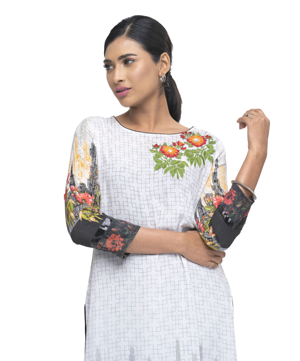 White Viscose Kameez