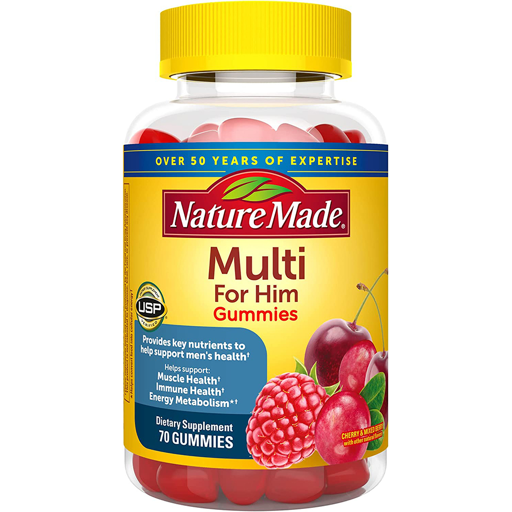 Nature Made Multi for Him, Multivitamin for Men for Energy Metabolism Support, Men Multivitamins, 70 Gummy Vitamins and Minerals, 35 Day Supply