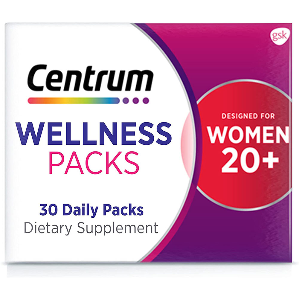 Centrum Wellness Packs Daily Vitamins for Women in Their 20s, Women's Vitamins with Complete Multivitamin, Vitamin C 1000mg, Fish Oil with Omega-3, Turmeric Complex 500mg - 30 Packs/1 Month Supply