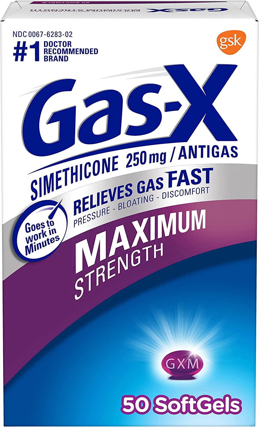 Gas-X Maximum Strength Gas Relief Softgels with Simethicone 250 mg - 50 Count