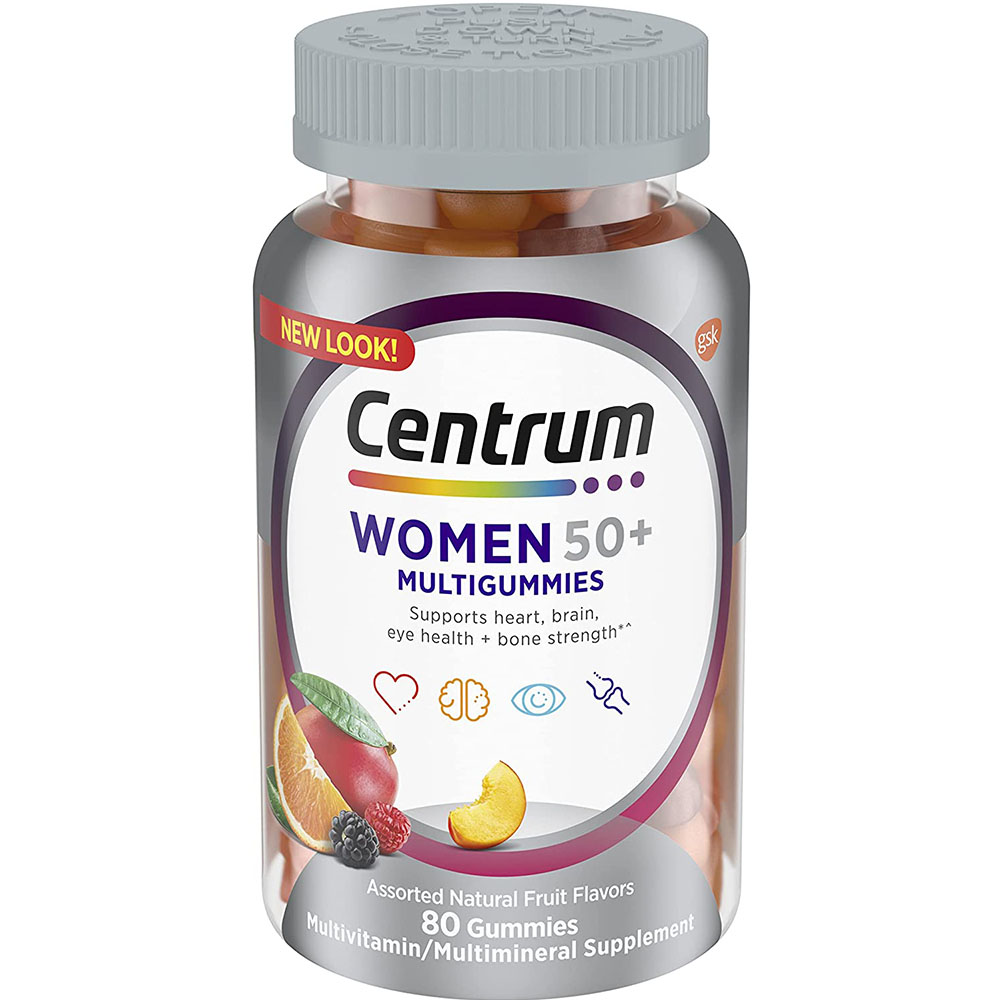 Centrum MultiGummies Gummy Multivitamin for Women 50 Plus, with Vitamin D3, B6 and B12, Multivitamin/Multimineral Supplement - 80 Count