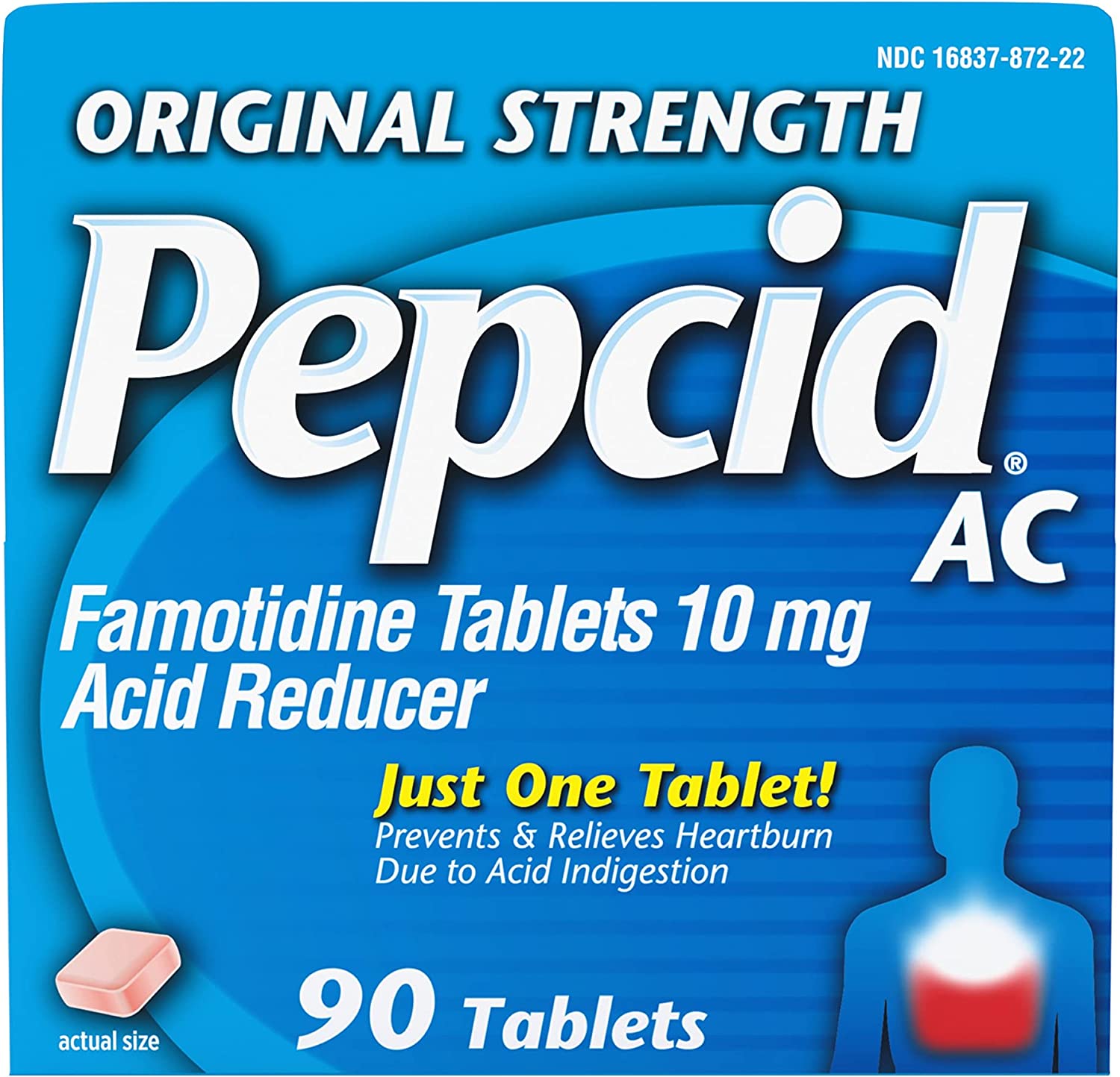 Pepcid AC Original Strength, 10 mg Famotidine for Heartburn Prevention & Relief, 90 Ct