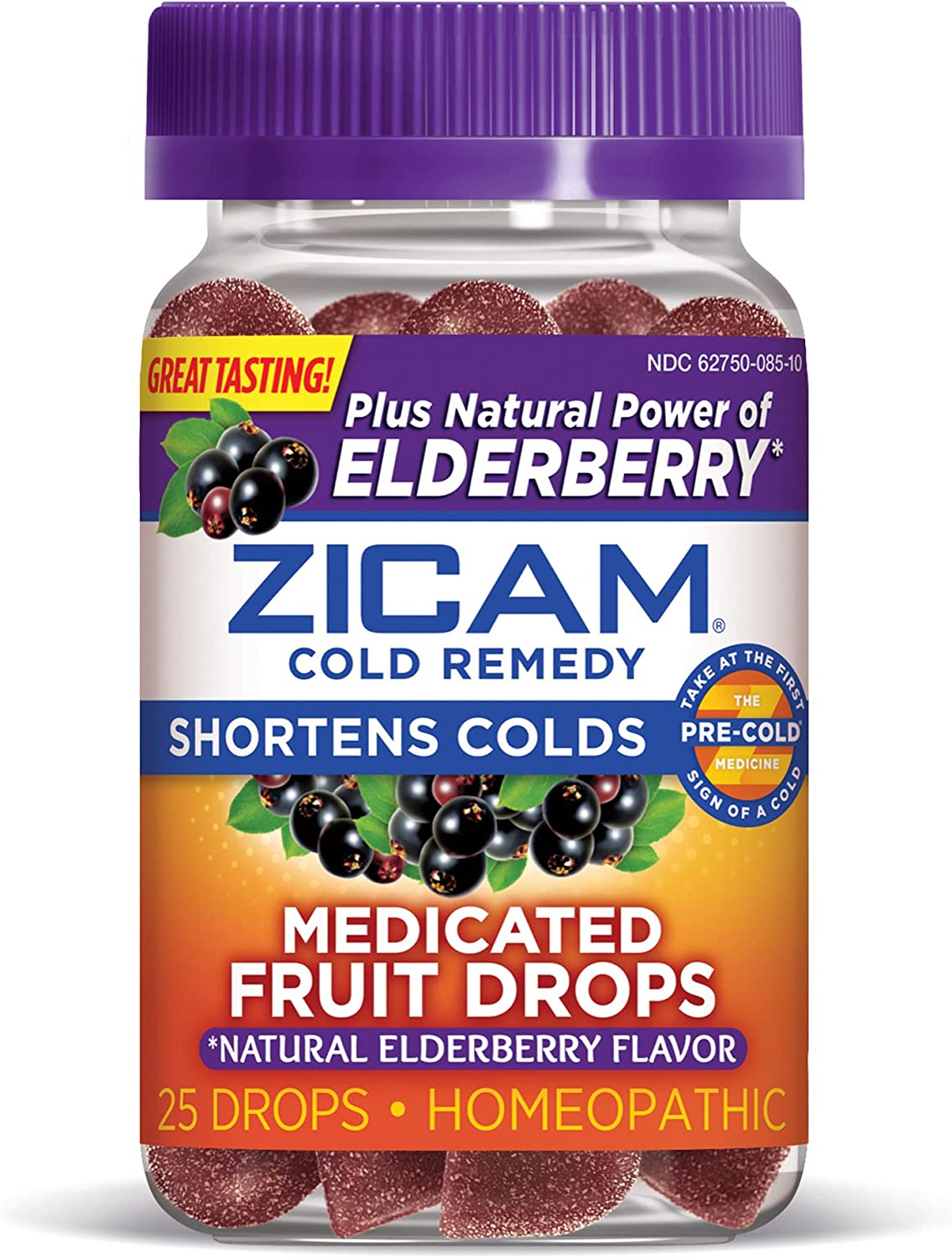 Zicam Cold Remedy Zinc Medicated Fruit Drops, Elderberry, 25 Count (Pack of 1)