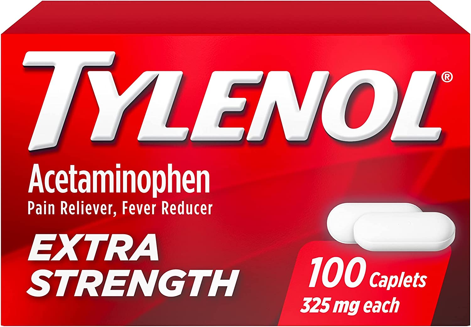 Tylenol Extra Strength Caplets with 500 mg Acetaminophen Pain Reliever Fever Reducer, 100 Count