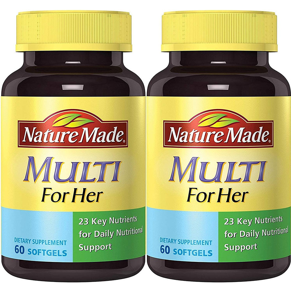 Nature Made Multi for Her, 23 Essential Vitamins & Minerals 60 Softgels (Pack of 2)