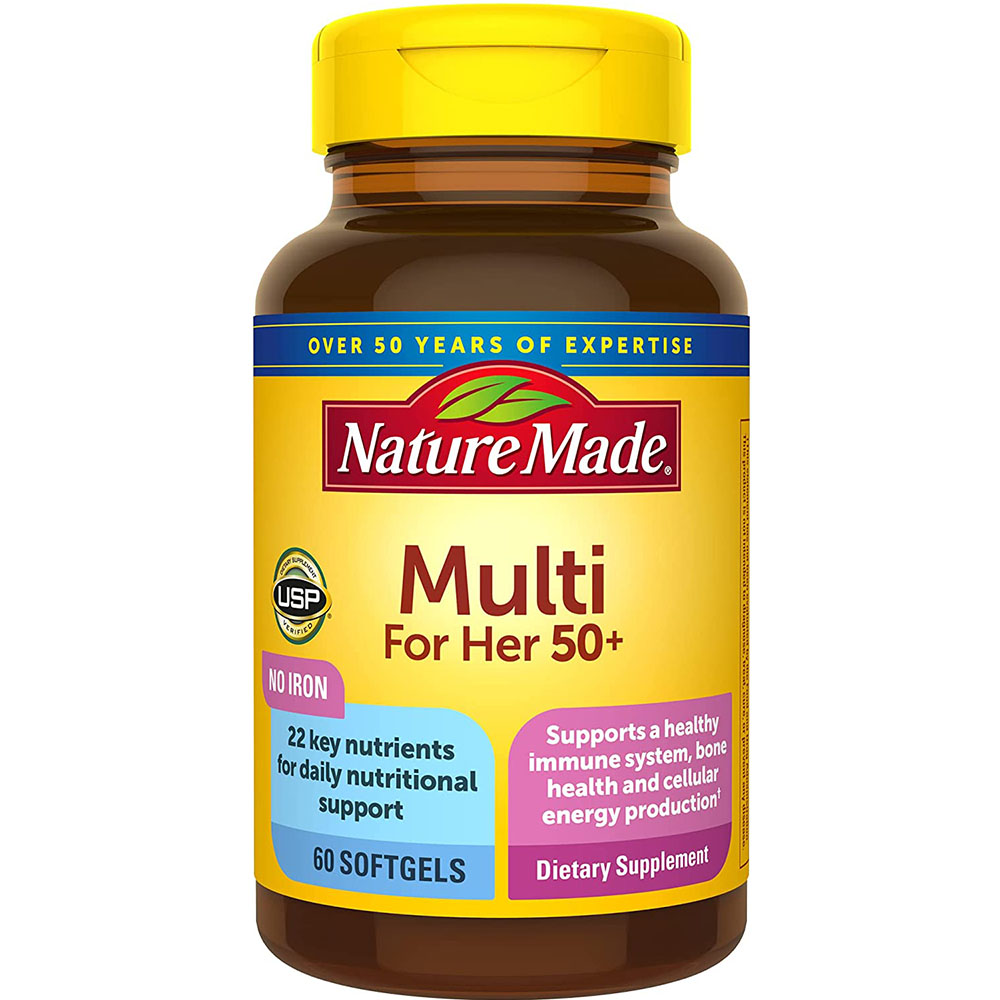 Nature Made Multivitamin For Her 50+ with No Iron, Womens Multivitamin for Daily Nutritional Support, Multivitamin for Women, 60 Softgels, 60 Day Supply