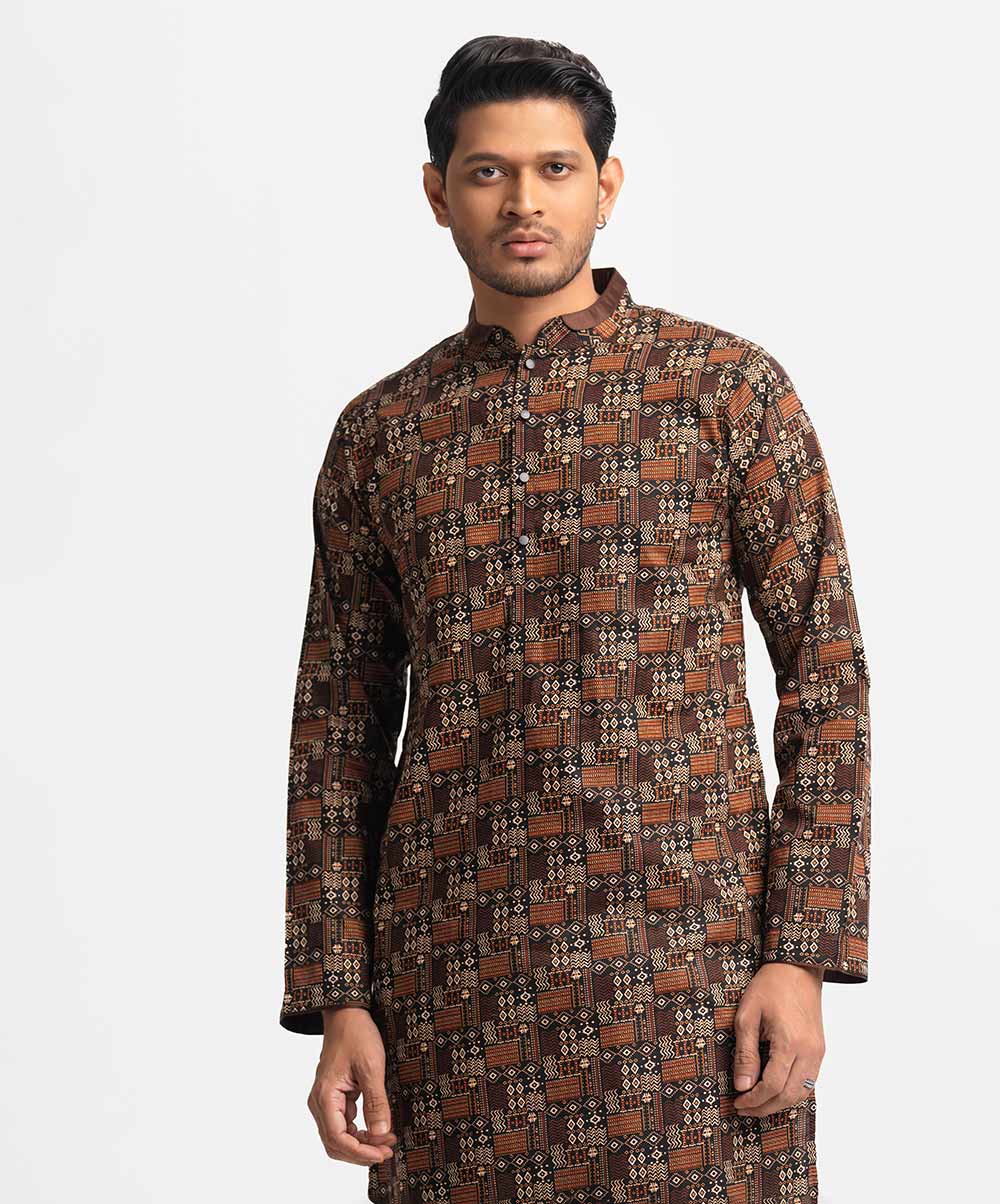 Printed Cotton Fitted Panjabi
