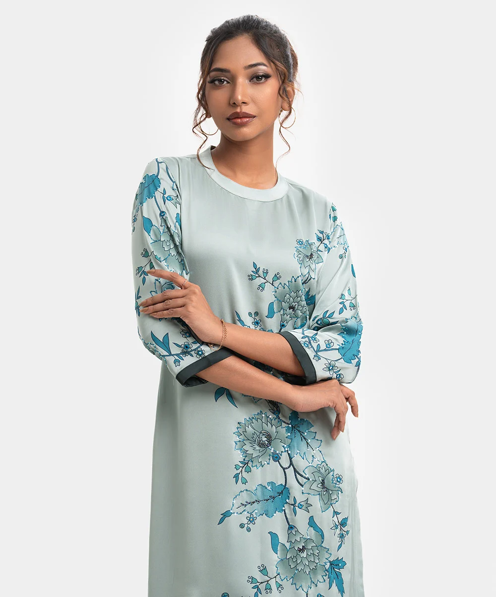 Sea Green Georgette Straight Kameez