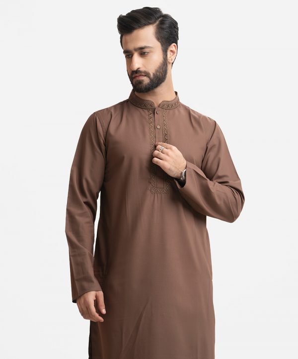 Brown Blended Semi Fit Panjabi