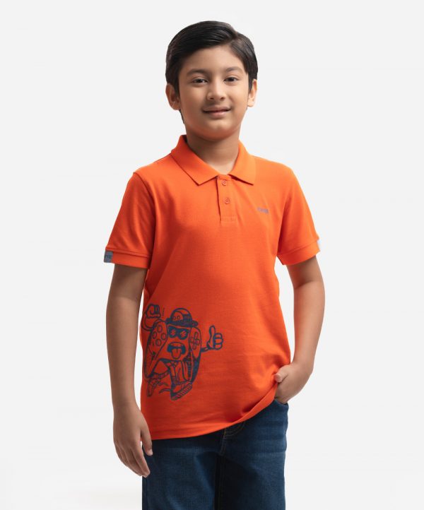 Orange Pique Short Sleeve Polo