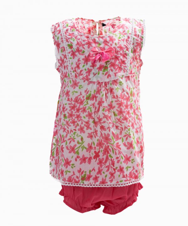 Pink Cotton New Born Frock