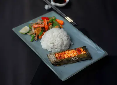 Prawns in Banana Leaf