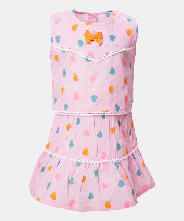 Pink Cotton Newborn Skirt Top Set