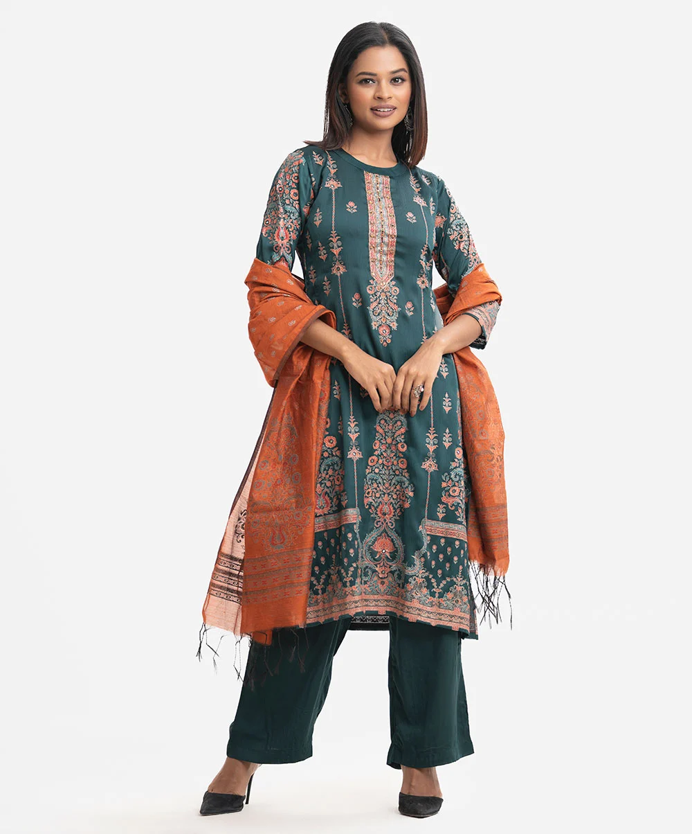 Green Georgette A-line Salwar Kameez
