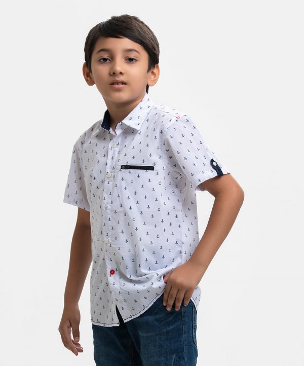 White Cotton Casual Shirt