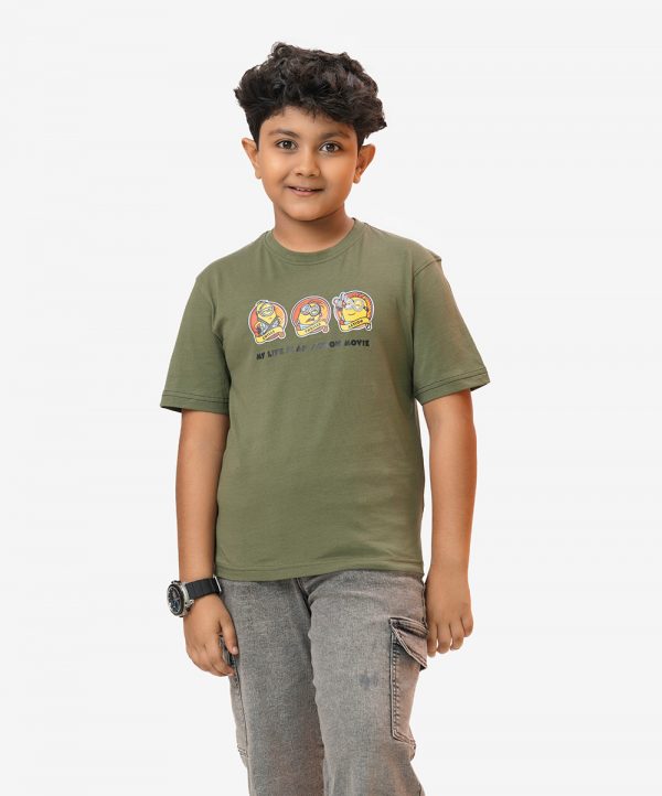 Olive Green Cotton Short Sleeve T-shirt
