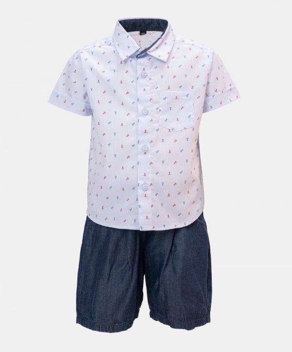 Sky Blue Cotton Shirt Pant Set
