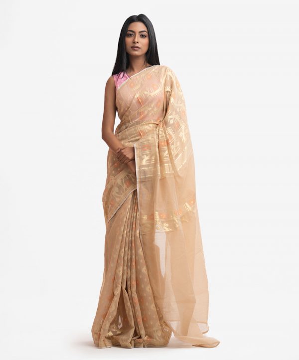 Golden Half-silk Saree