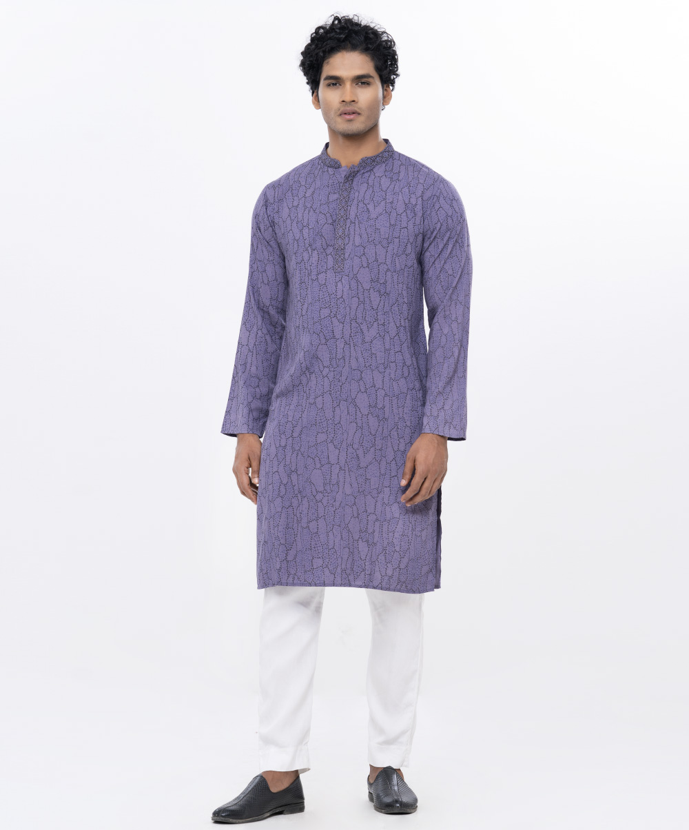 Purple Fitted Viscose Panjabi