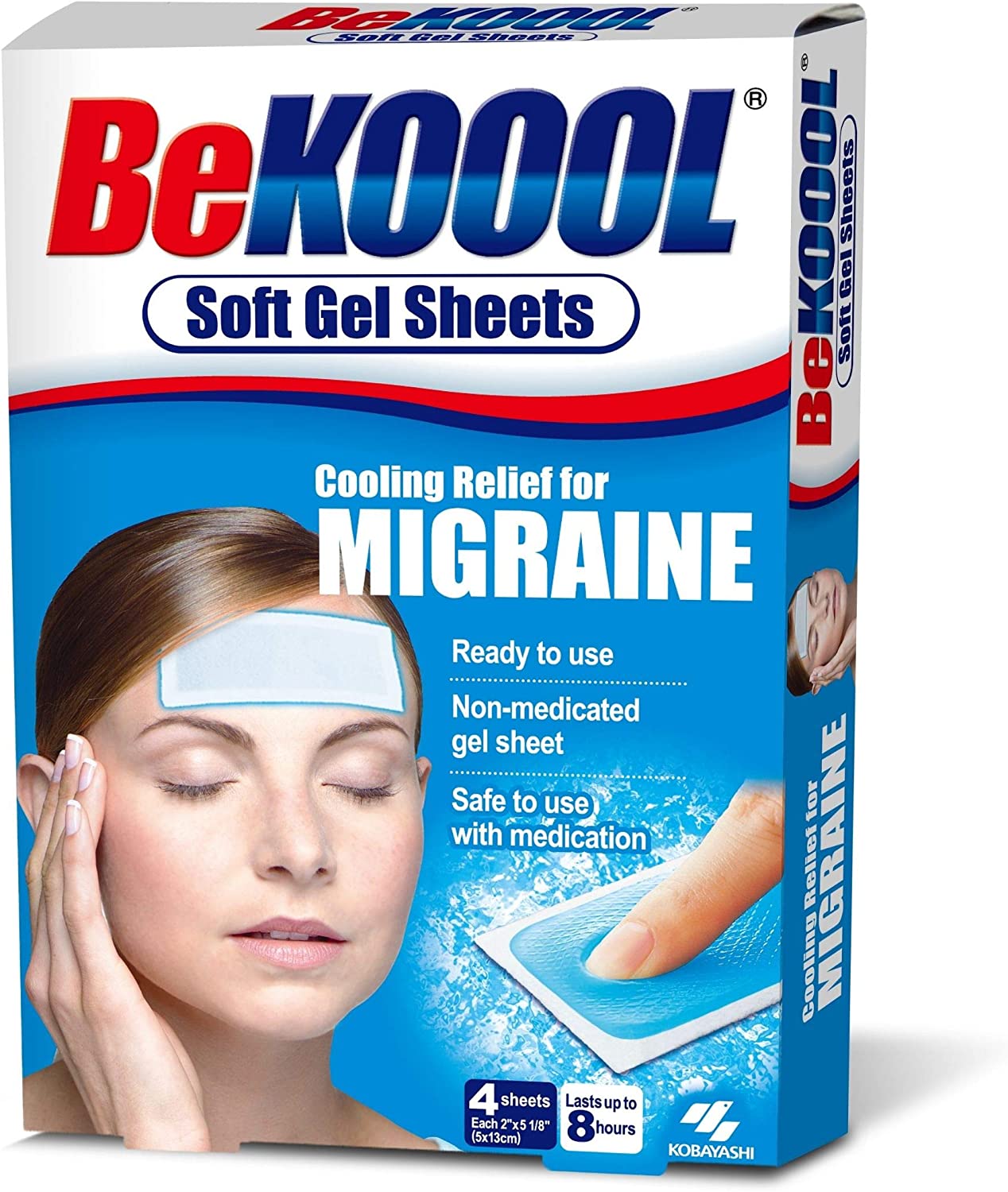 BeKoool Cooling Relief for Migraine Soft Gel Sheets Each, Multicolor, 4 Count