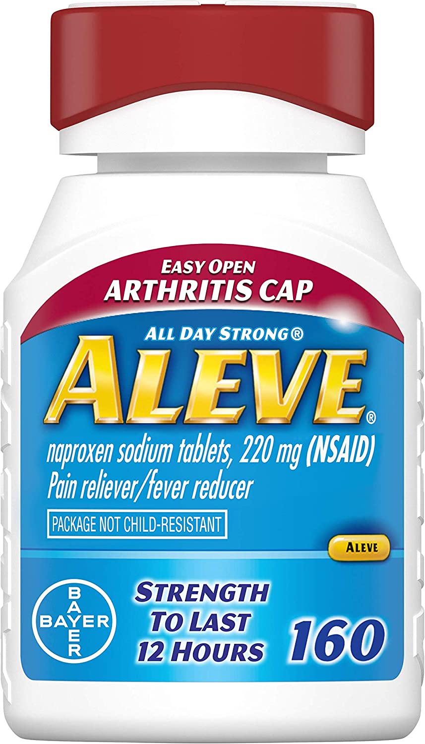 Aleve Arthritis Gelcap, Fast Acting All Day Pain Relief for Headaches, Muscle Aches, and Fever Reduction, Naproxen Sodium Gelcaps, 220 mg, Yellow, 160 Count