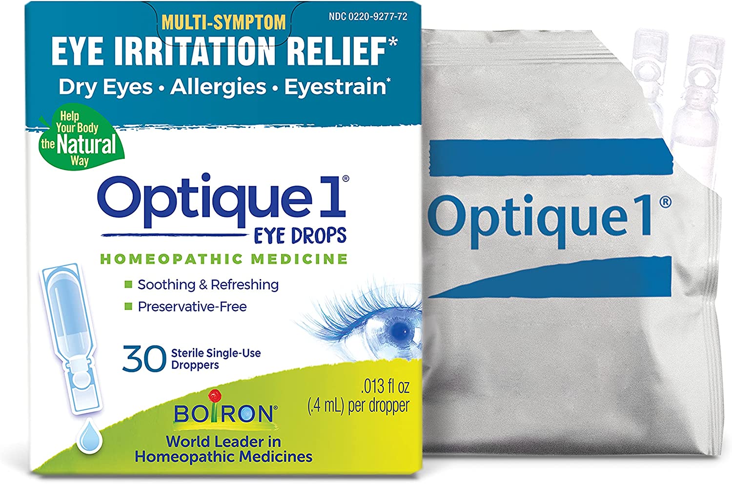 Boiron Optique 1 Eye Drops for Relief from Eye Irritation, Dry Eyes, Allergies, or Eyestrain - 30 Count