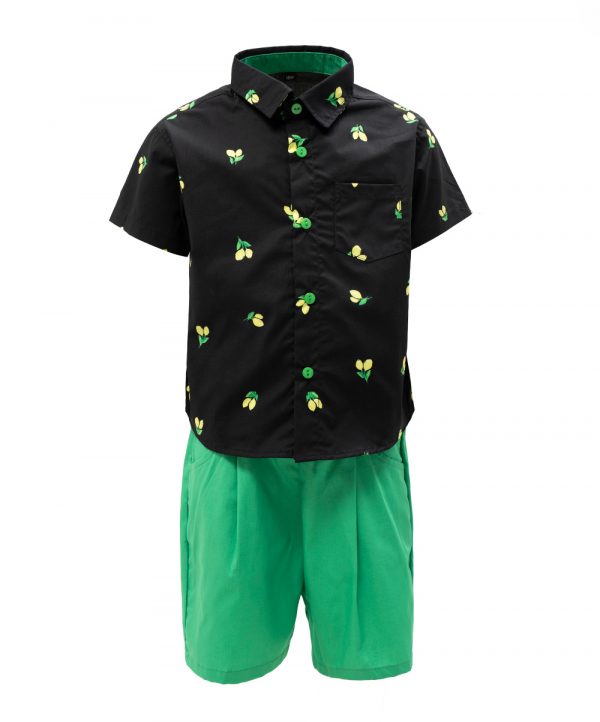 Black Cotton Shirt Pant Set