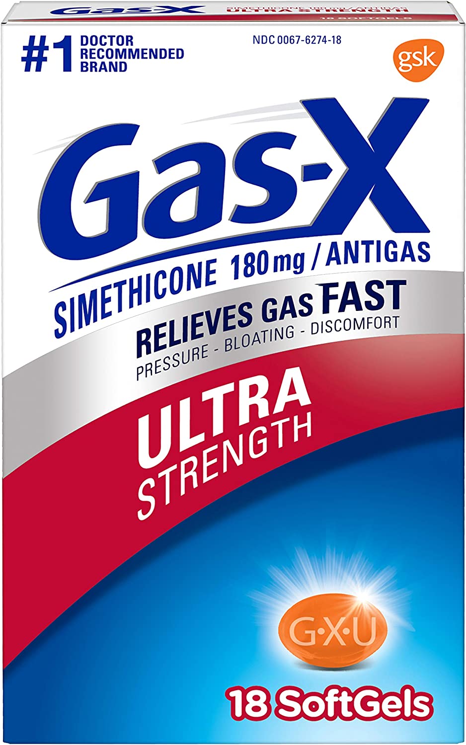 Gas-X Ultra Strength Gas Relief Softgels with Simethicone 180 mg - 18 Count