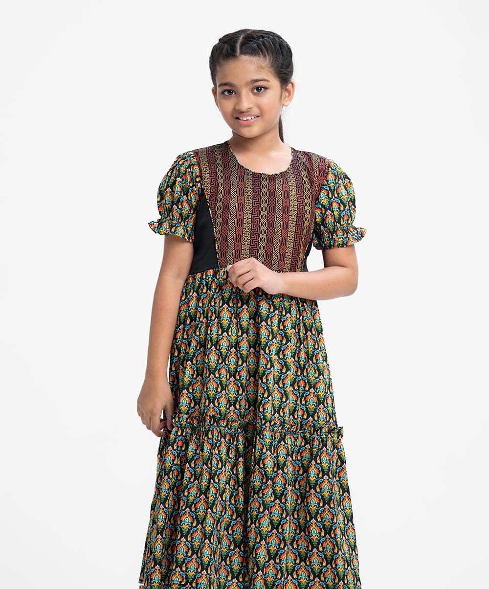 Black Cotton A-line Frock
