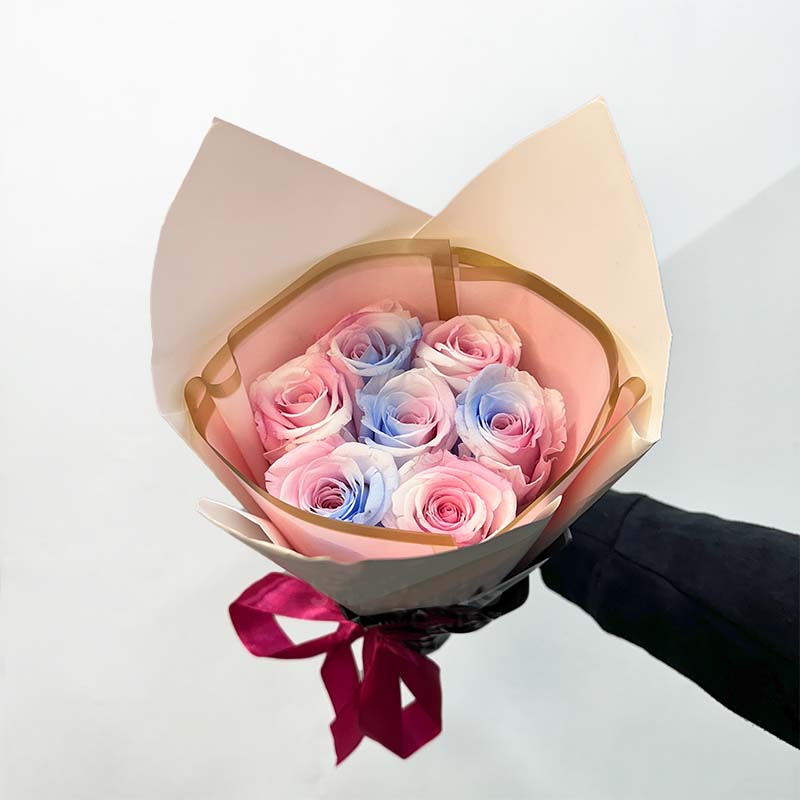 Elegant Preserved Pink Gradient Flower Bouquet