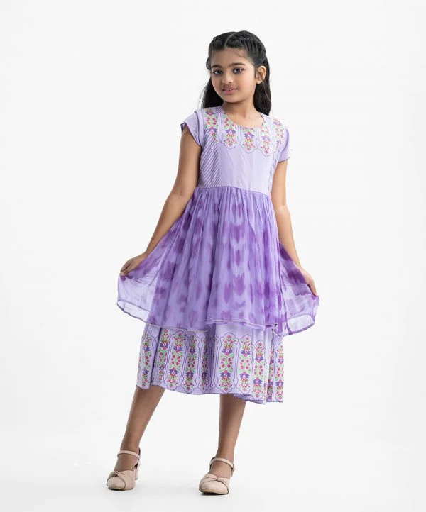 Purple Viscose A-line Frock