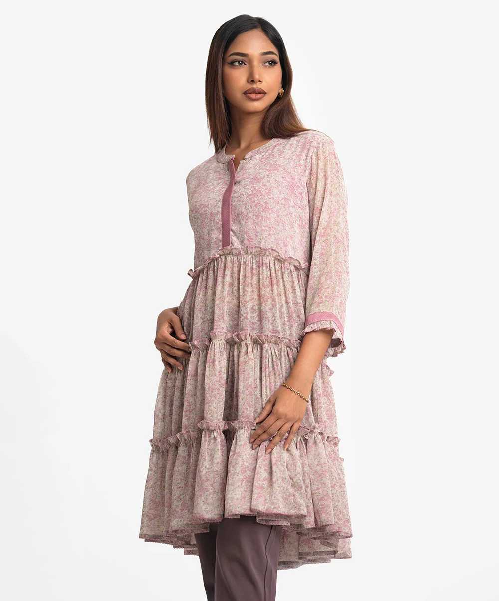 Purple Georgette Tiered Tunic