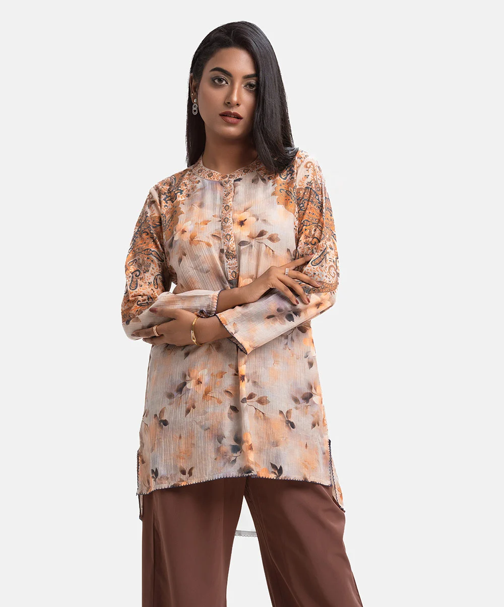 Peach Cotton High-low Hem Tunic