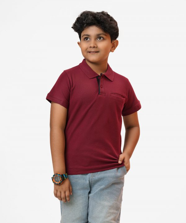 Burgundy Pique Short Sleeve Polo