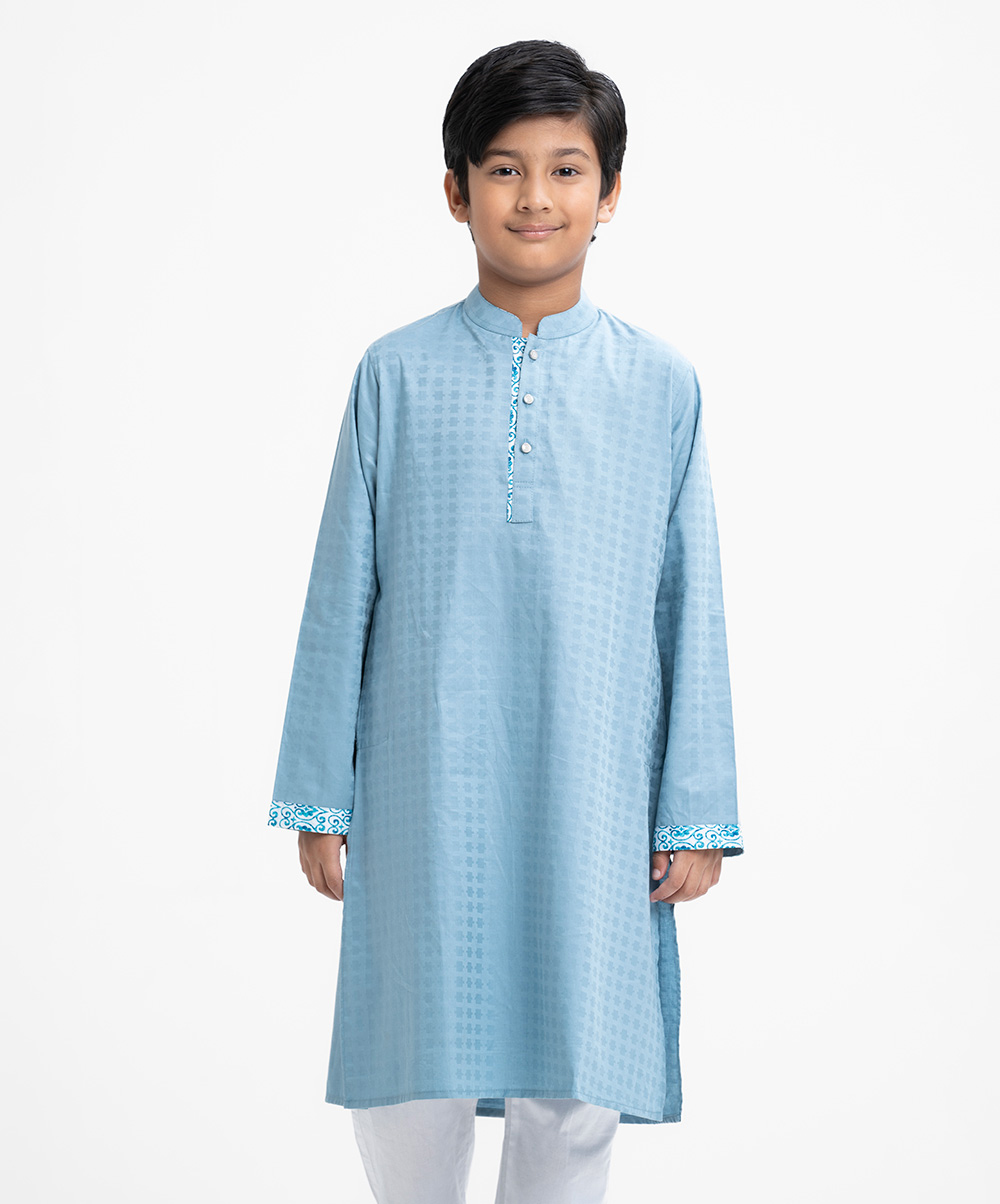 Light Blue Jacquard Panjabi
