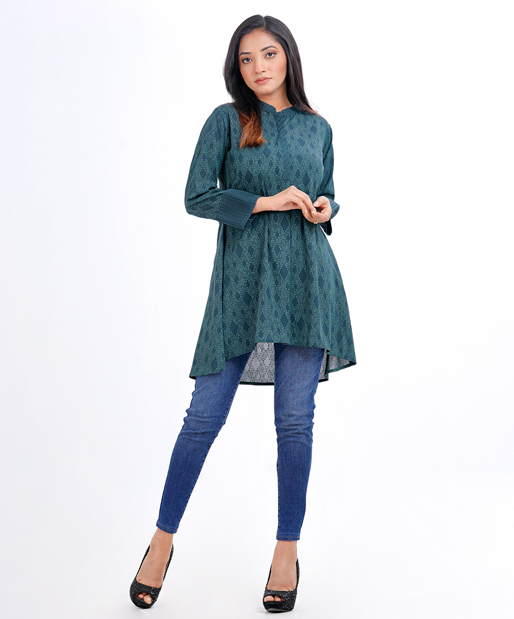 Green Georgette A-line Tunic