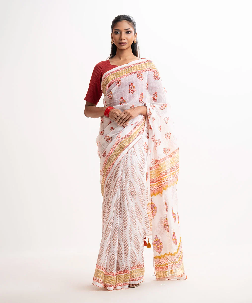 Creme Cotton Saree