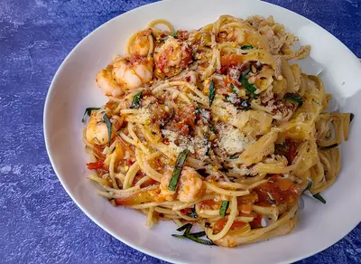 Shrimp Pomodoro with Spaghetti