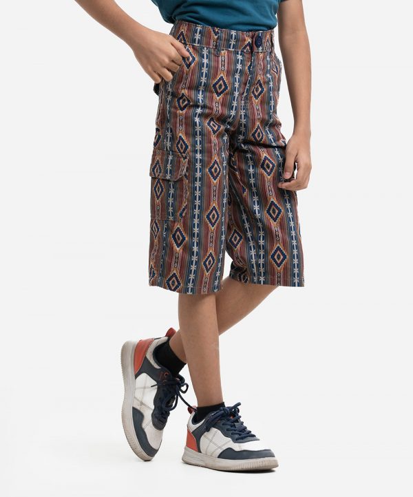 Printed Twill Three Quarter Pants
