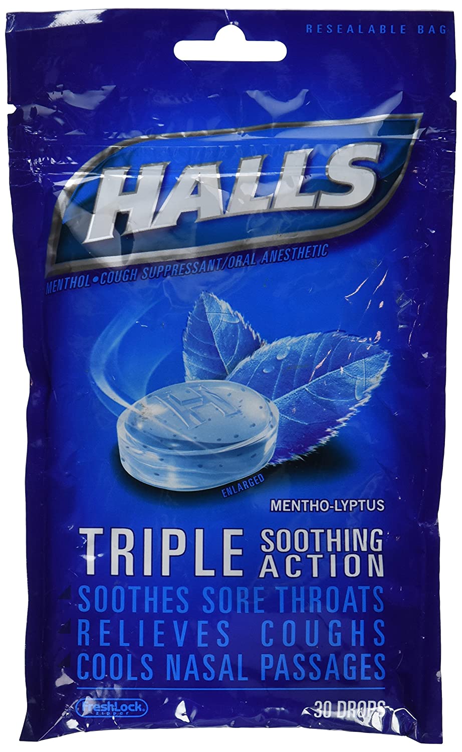Halls Drops, Menthol-Lyptus, 30-Count Drops (Pack of 1)