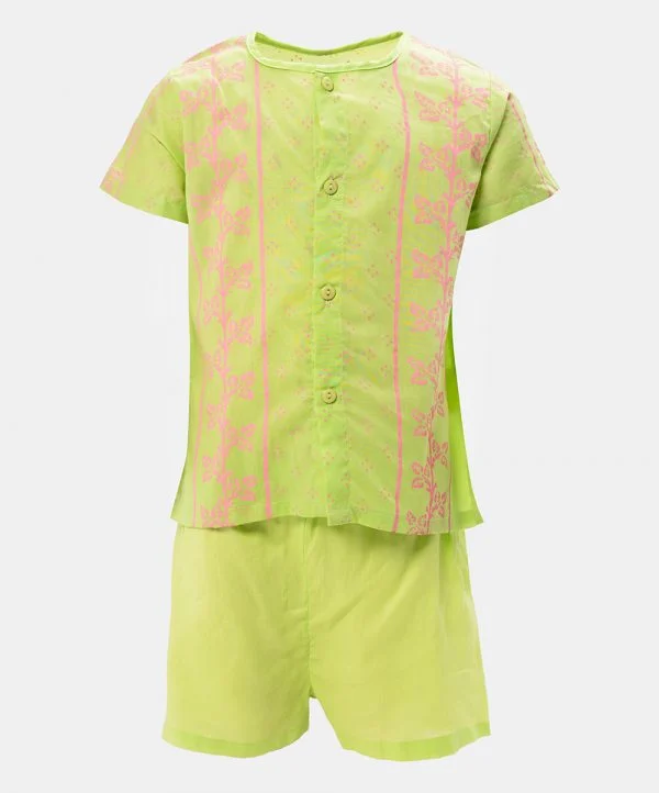 Green Cotton Newborn Fotua Pant Set