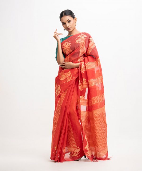 Red Cotton Saree