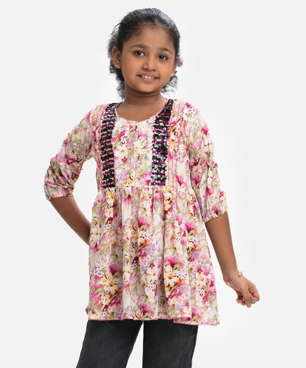 Printed Georgette A-line Kids Tunic