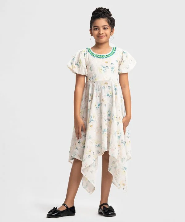 White Georgette Party Frock