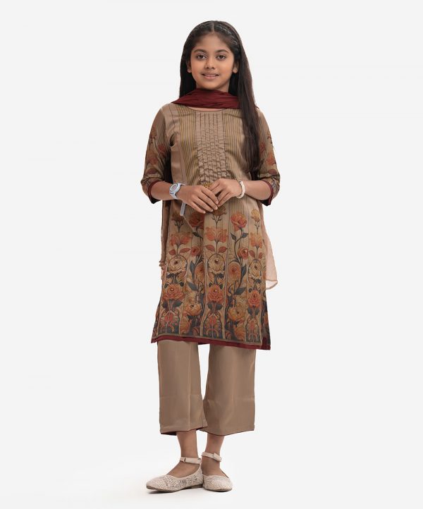 Brown Georgette Kids Salwar Kameez