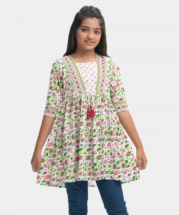 White Viscose A-line Tunic