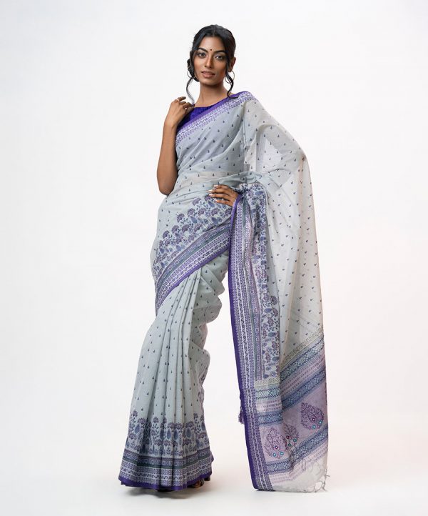 Ash Cotton Saree